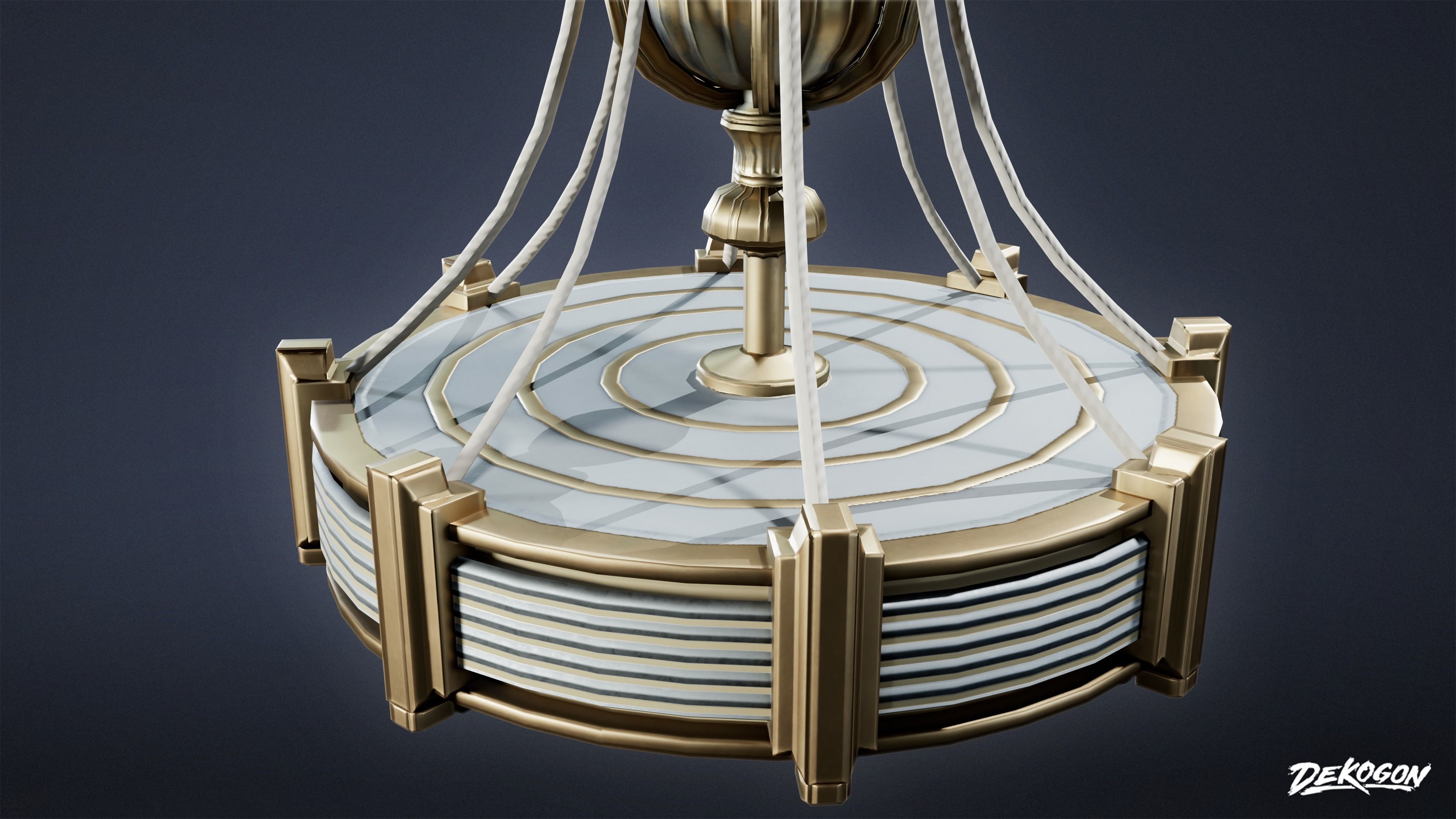 ART DECO - Chandelier 02 - LOW POLY Low-poly 3D model_5