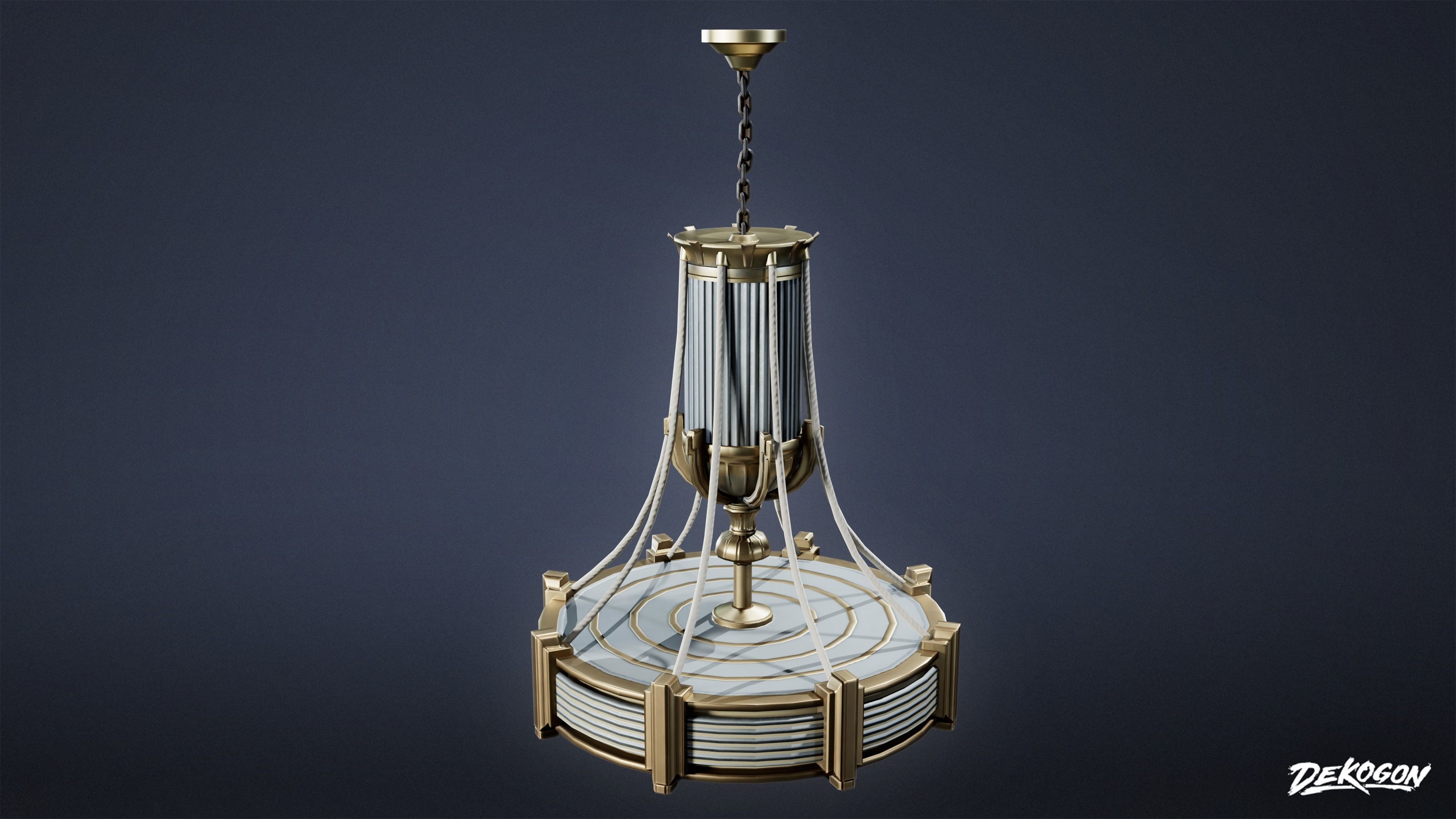 ART DECO - Chandelier 02 - LOW POLY Low-poly 3D model_2