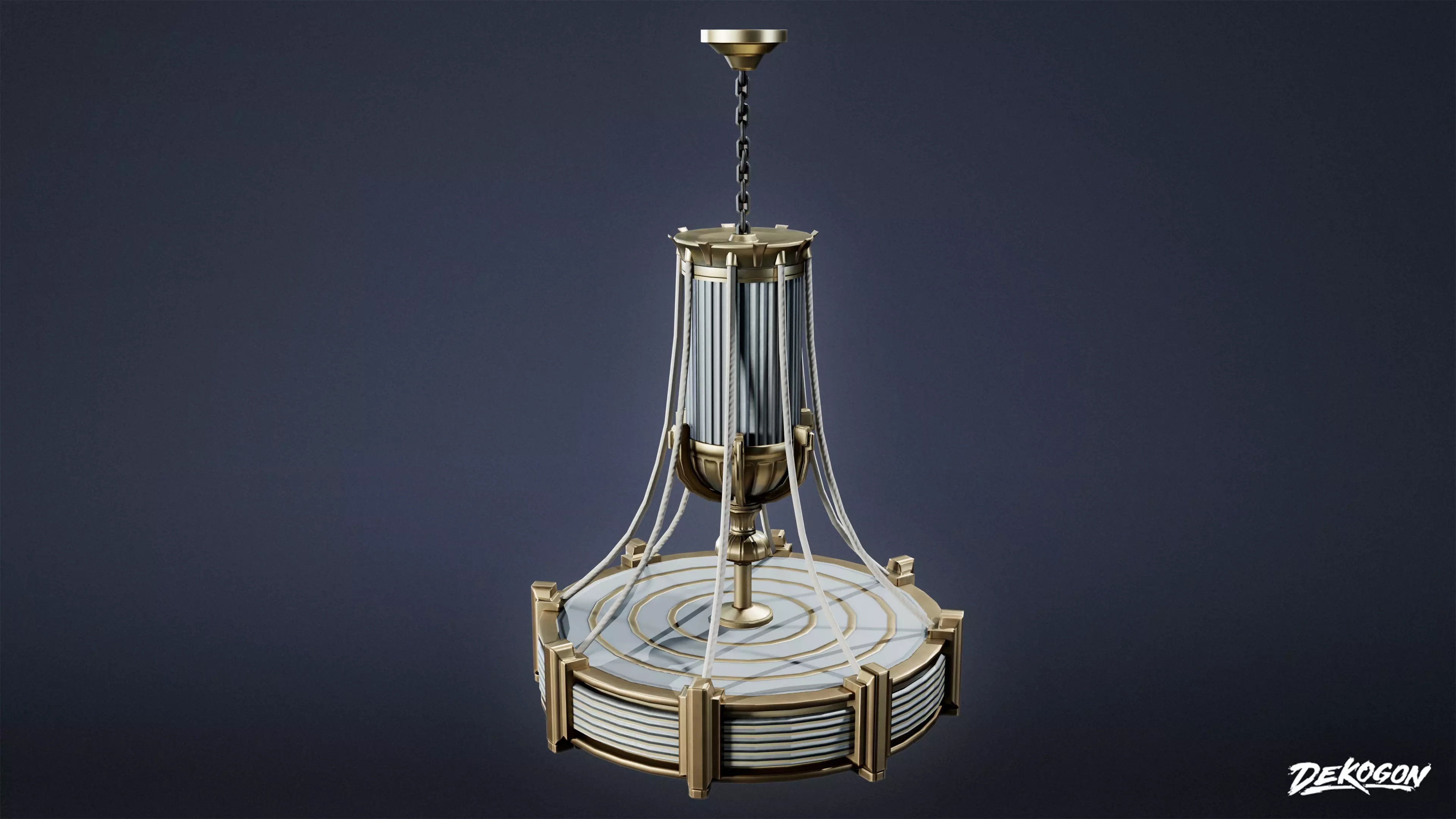 ART DECO - Chandelier 02 - LOW POLY Low-poly 3D model_0