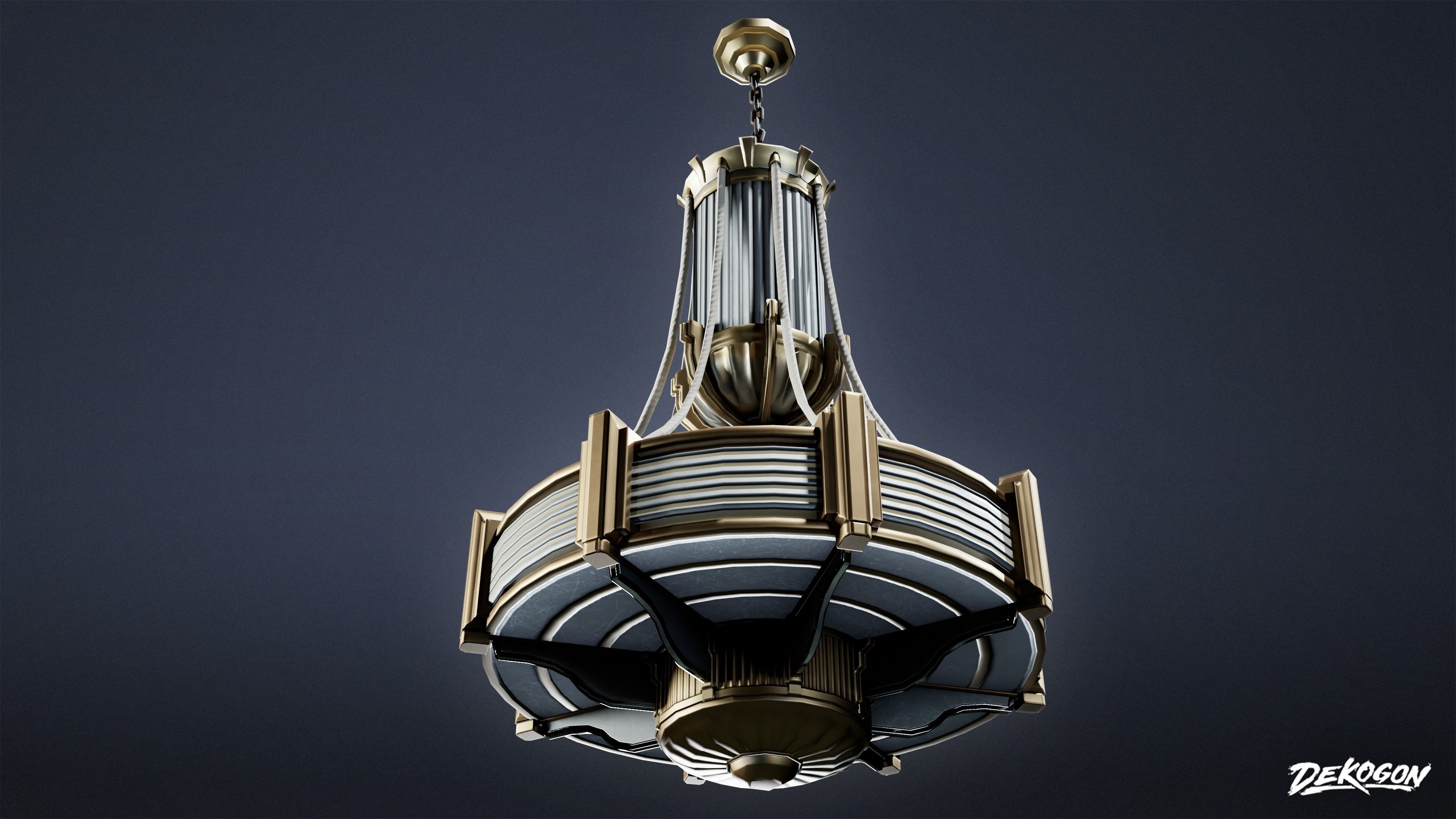ART DECO - Chandelier 02 - LOW POLY Low-poly 3D model_4