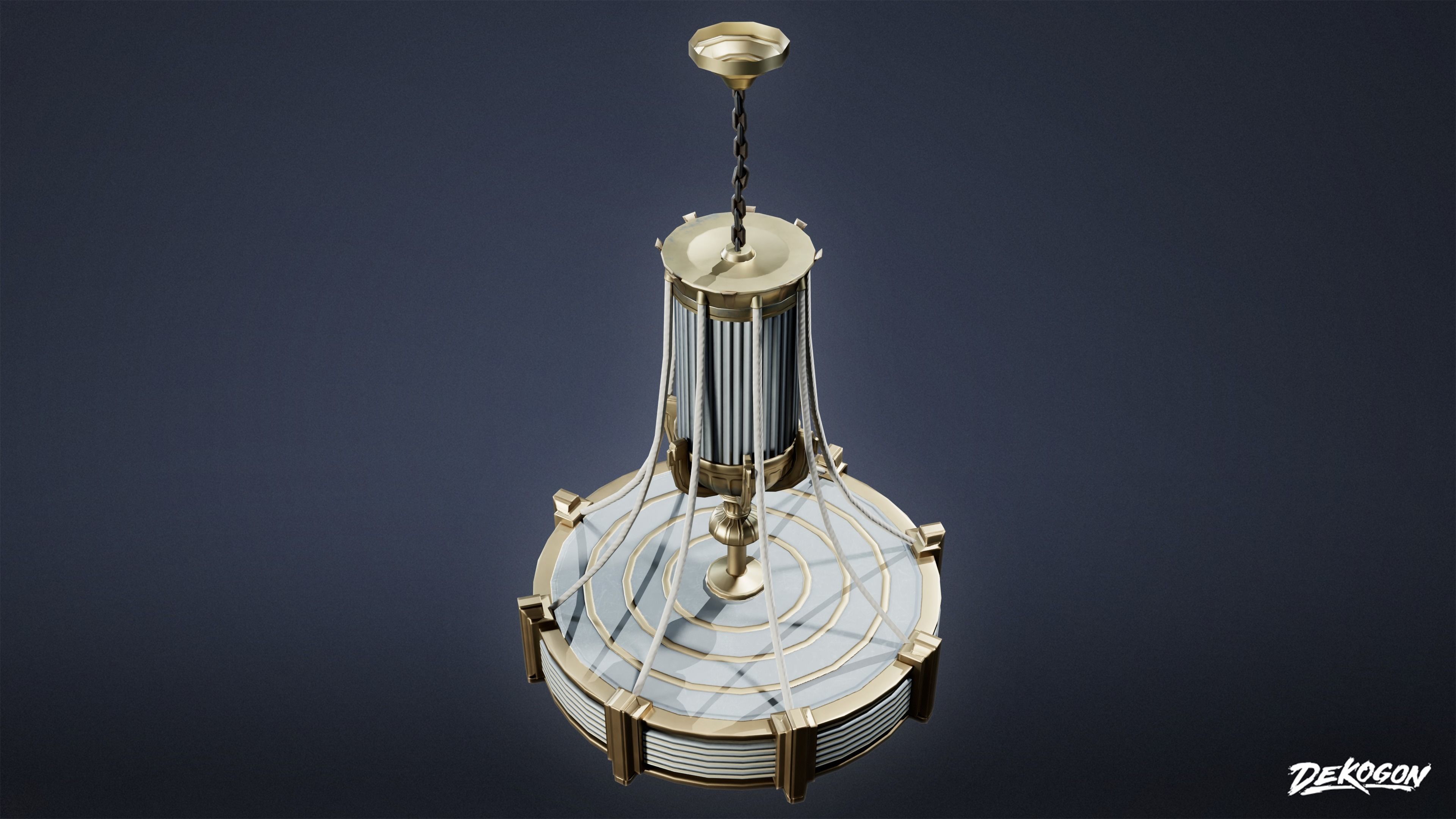 ART DECO - Chandelier 02 - LOW POLY Low-poly 3D model_3