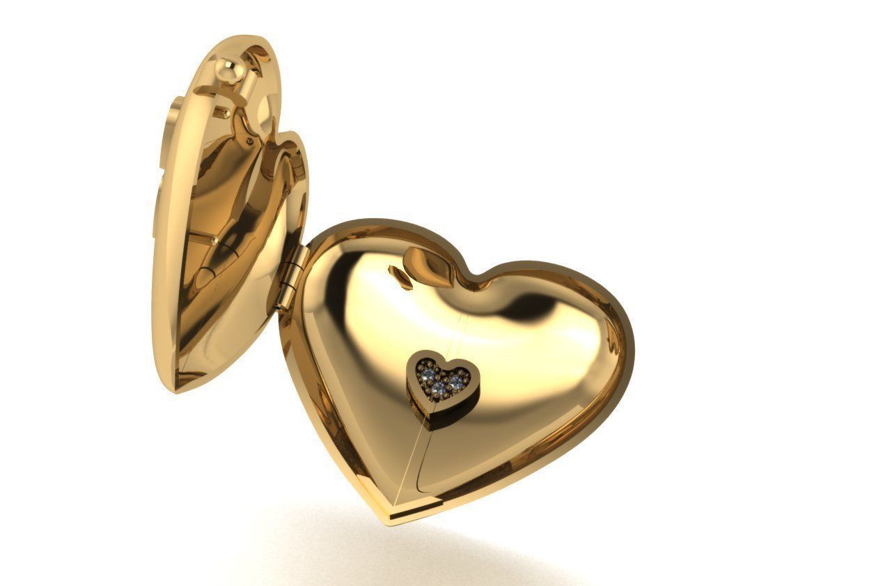 Pingente Caixa Coracao Com Pedras 3D print model_1