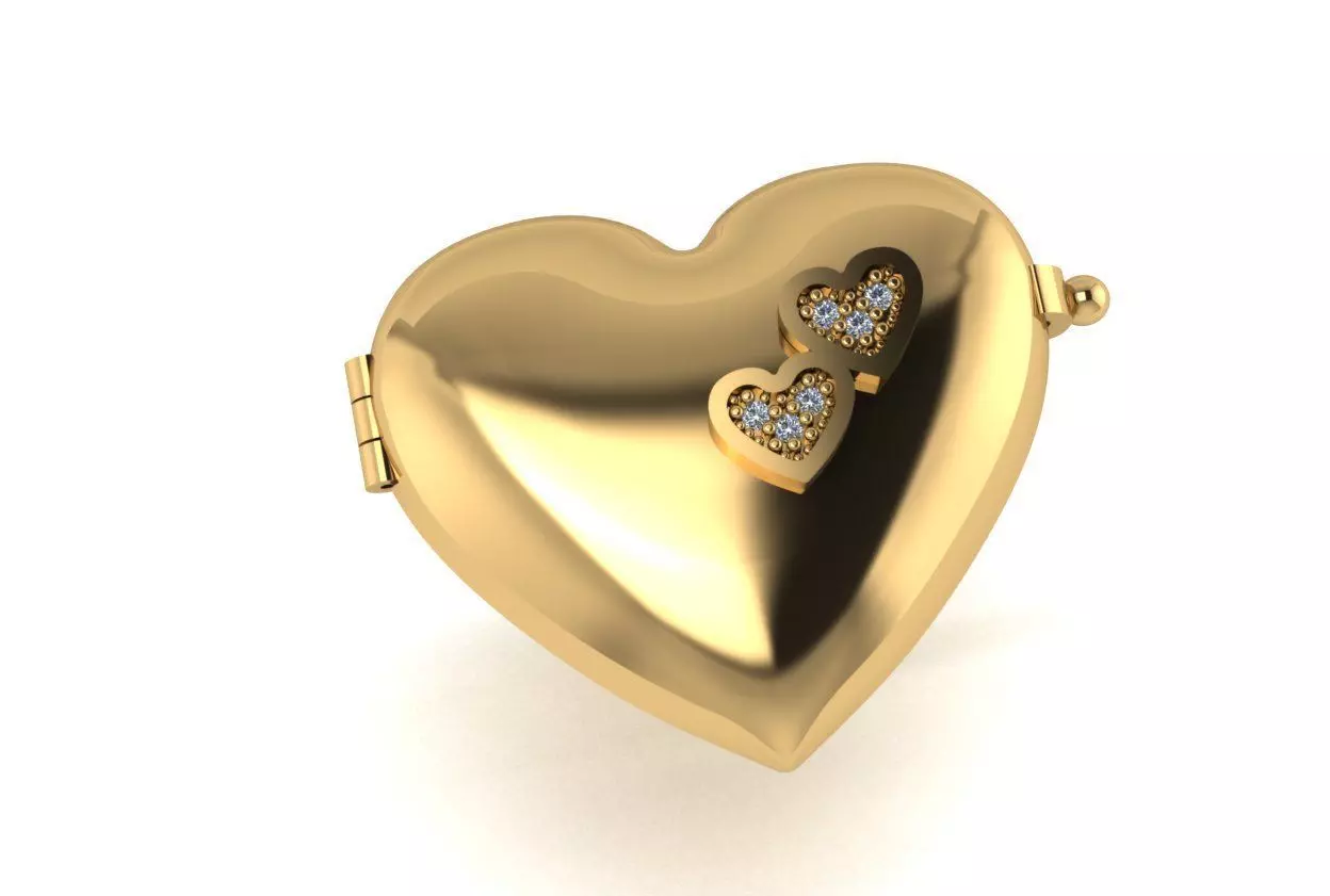 Pingente Caixa Coracao Com Pedras 3D print model_0