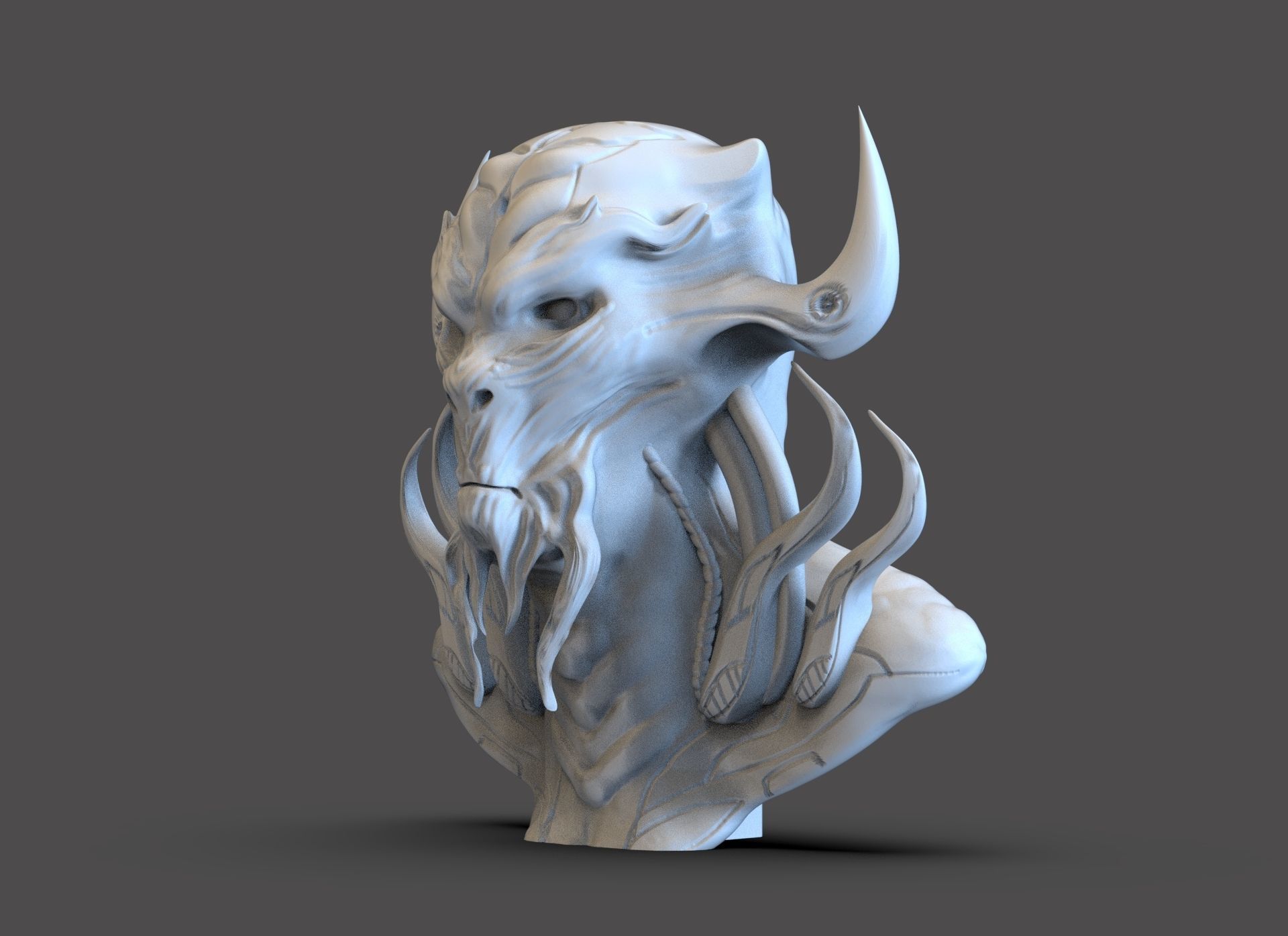 Scifi Demon Bust 3D print model_1