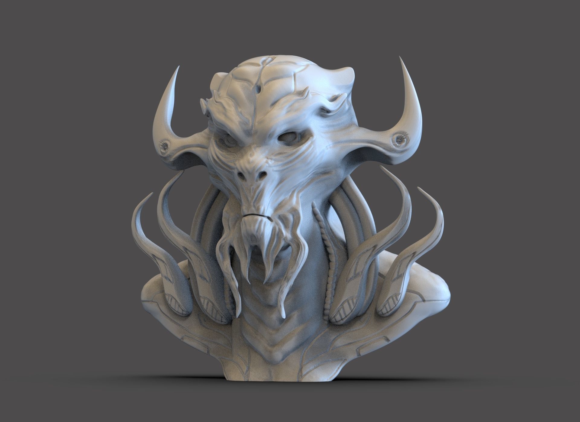 Scifi Demon Bust 3D print model_3