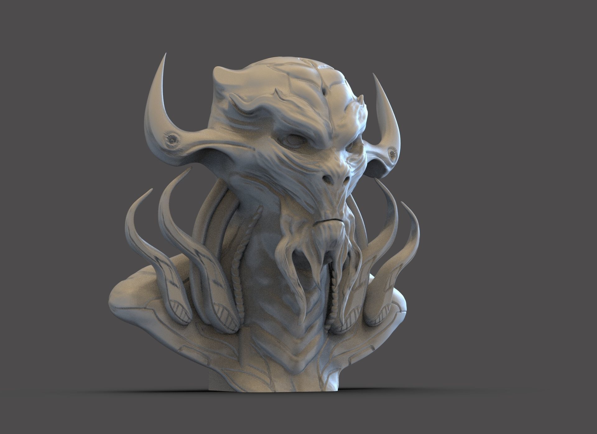 Scifi Demon Bust 3D print model_2