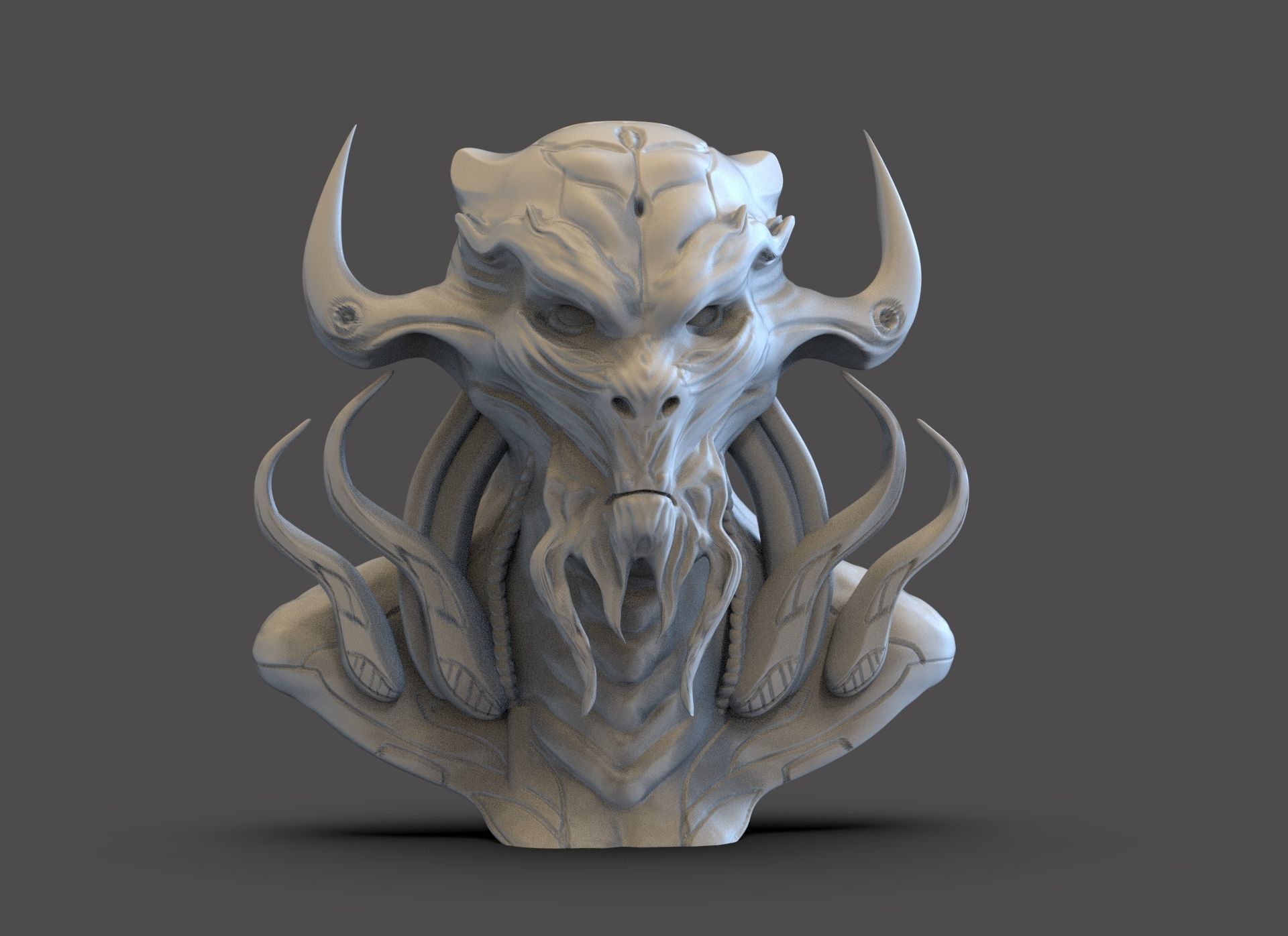 Scifi Demon Bust 3D print model_5