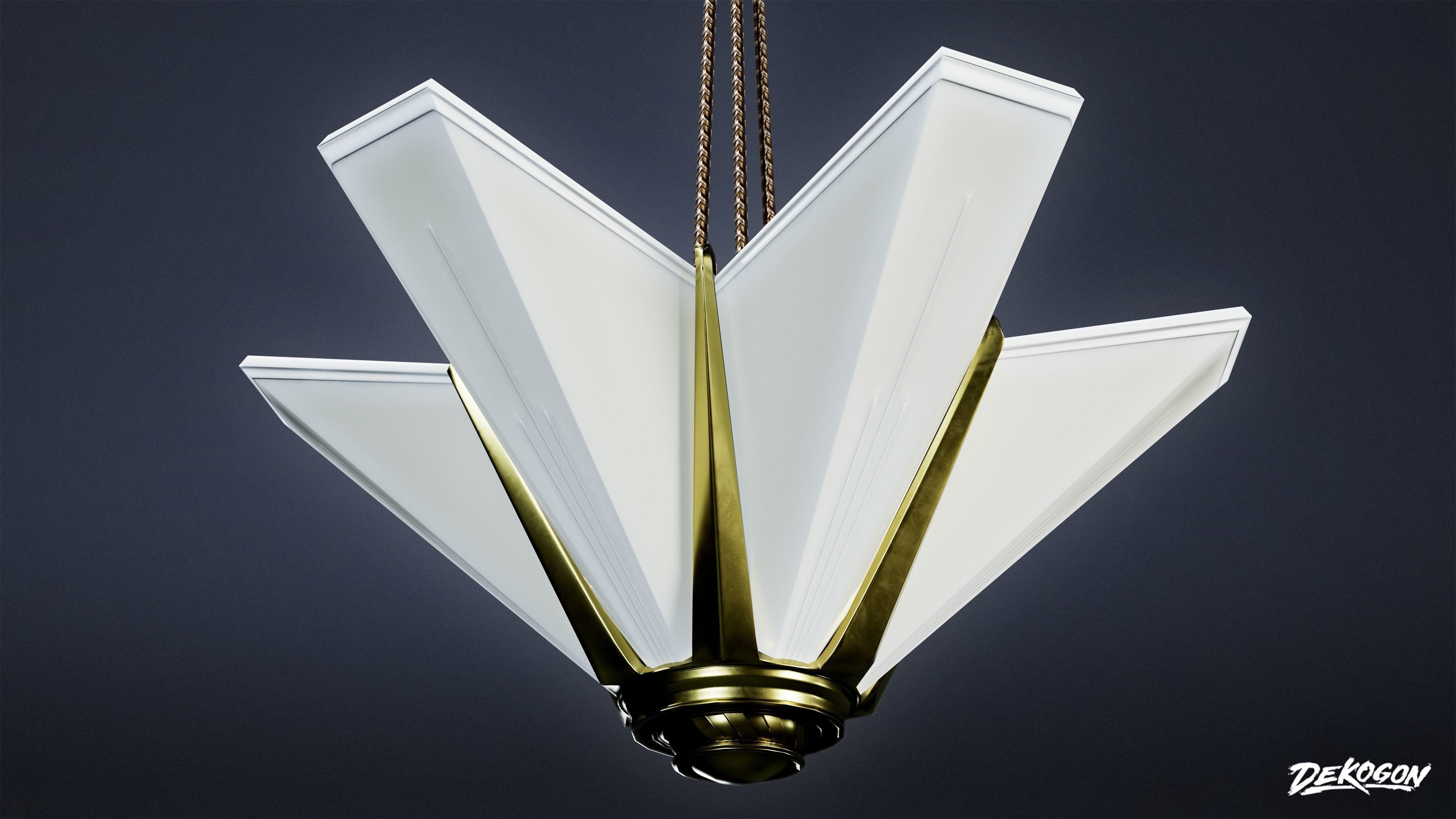 ART DECO - Chandelier 08 - LOW POLY Low-poly 3D model_6