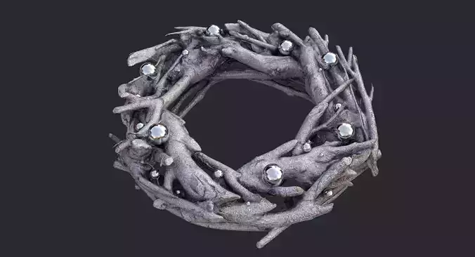 Sparkling silver glitter wreath 3D Scan