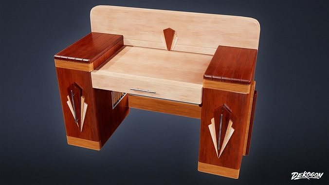 ART DECO - Desk 04 - LOW POLY Low-poly 3D model