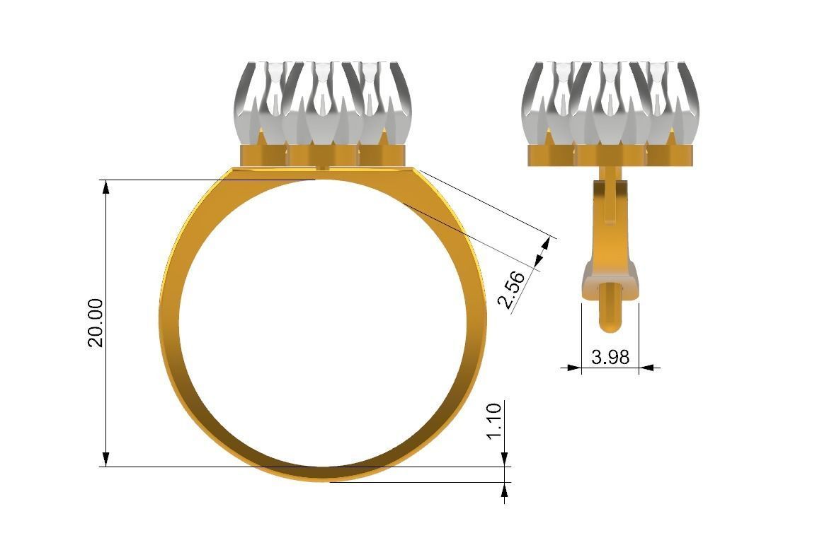 diamond ring and earrings 3D print model_6