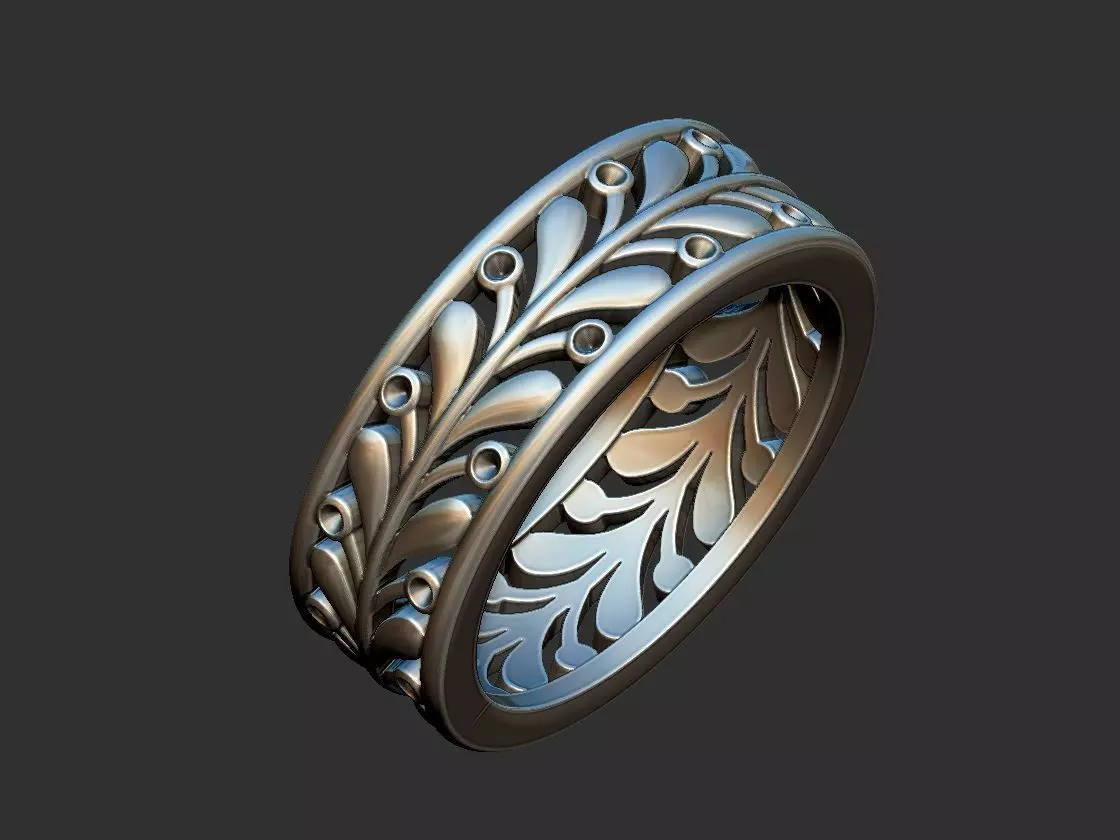 Sheets Leafy Ring 3D print model
