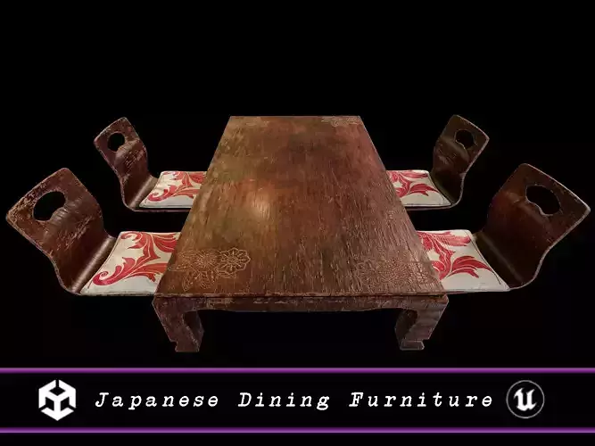 Japanese Dining Furniture Low-poly 3D model