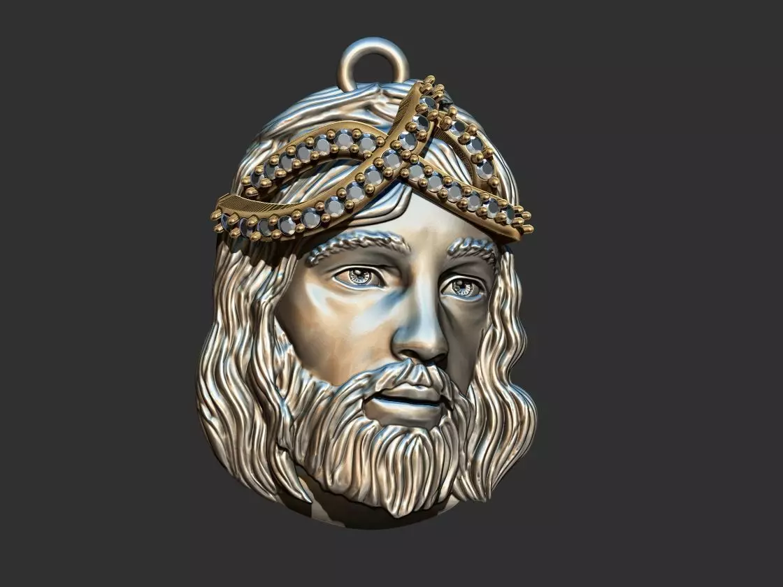Jesus Face Studded Crown - cravejado 3D print model