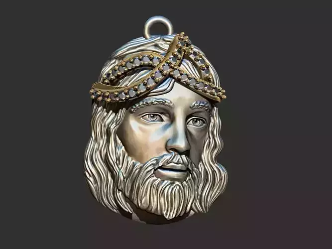 Jesus Face Studded Crown - cravejado 3D print model