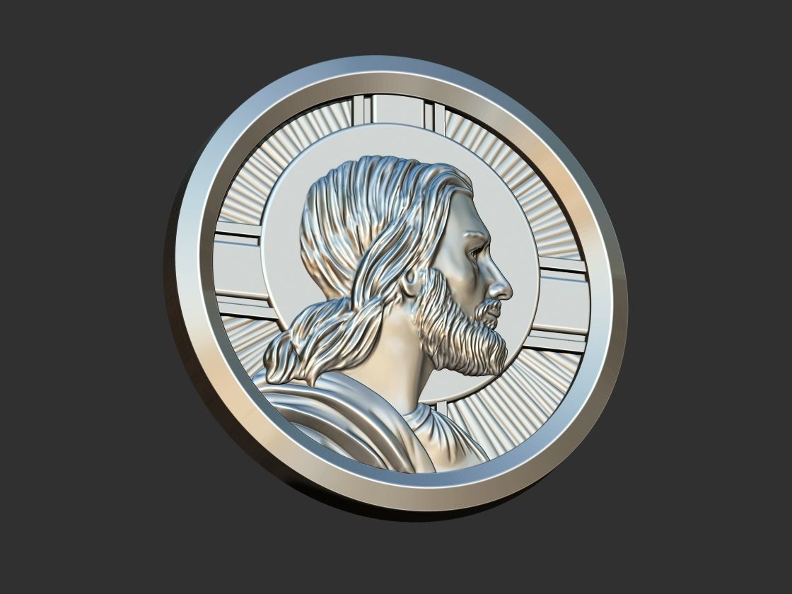 Jesus Profile Medal 3D print model_7