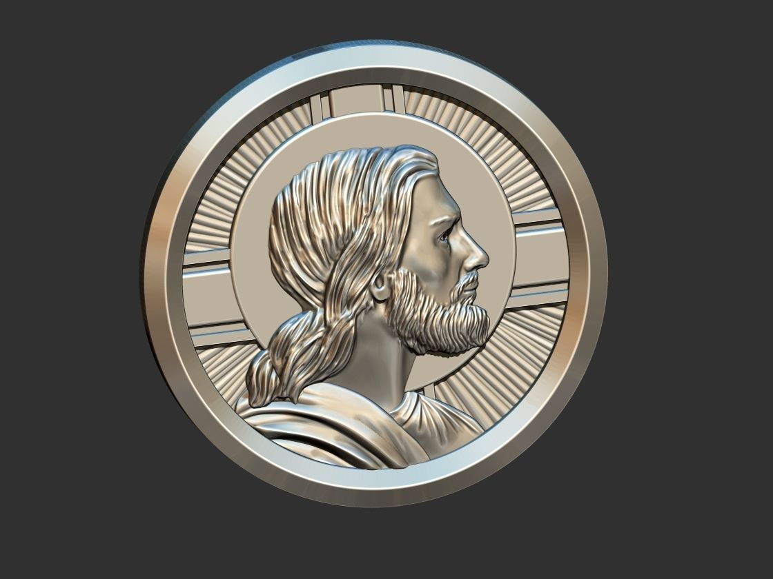 Jesus Profile Medal 3D print model_5