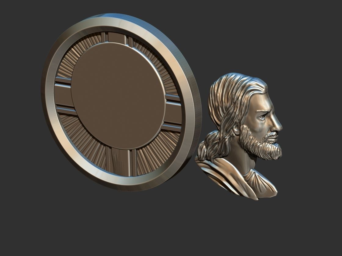 Jesus Profile Medal 3D print model_3