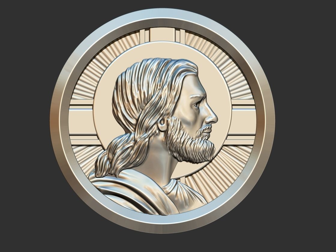 Jesus Profile Medal 3D print model_0