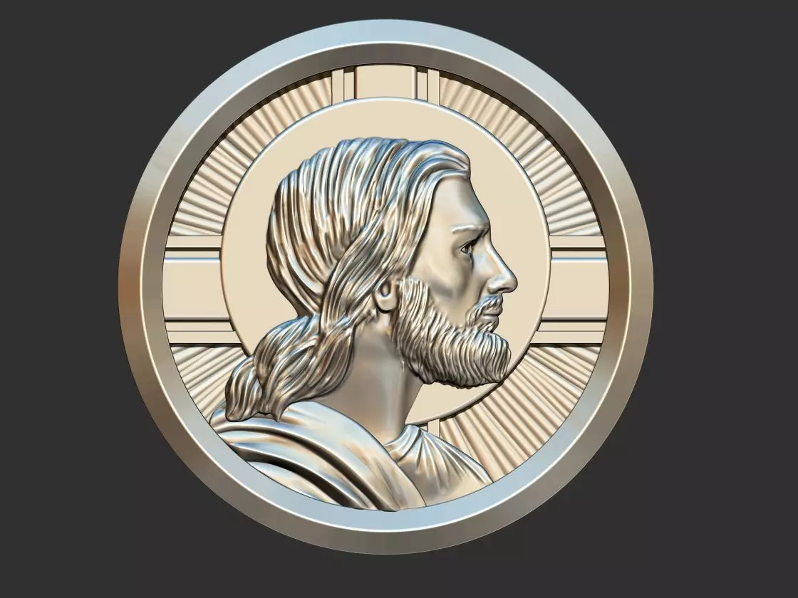 Jesus Profile Medal 3D print model