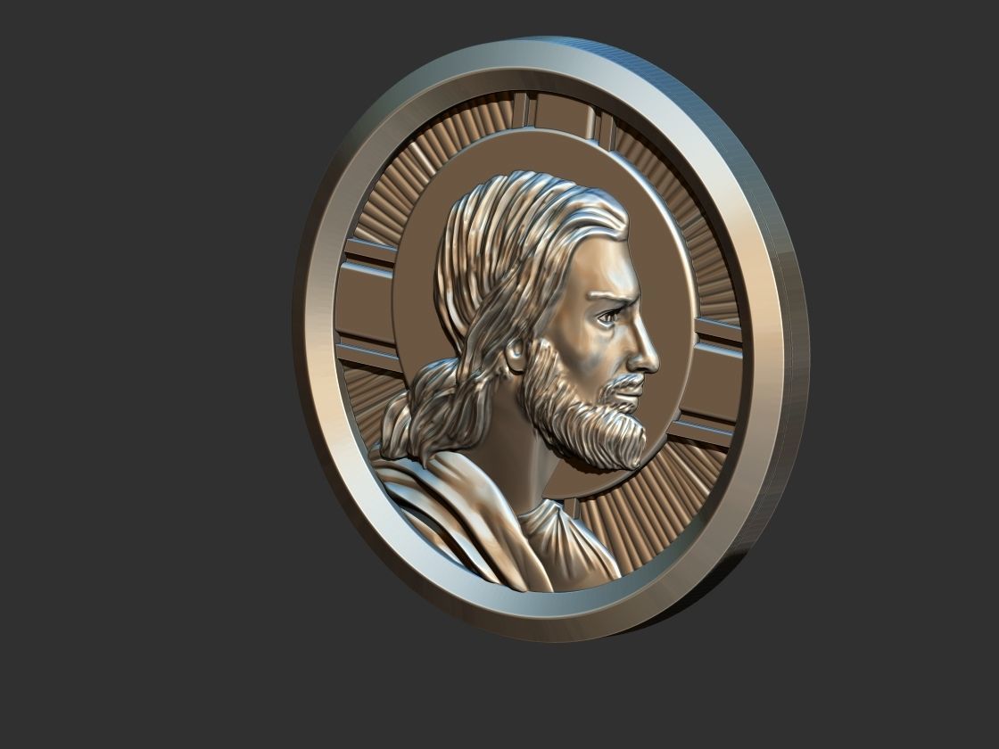 Jesus Profile Medal 3D print model_8