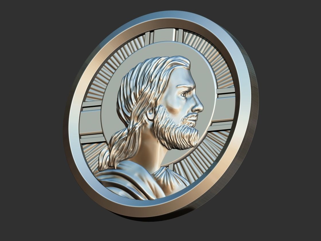 Jesus Profile Medal 3D print model_1