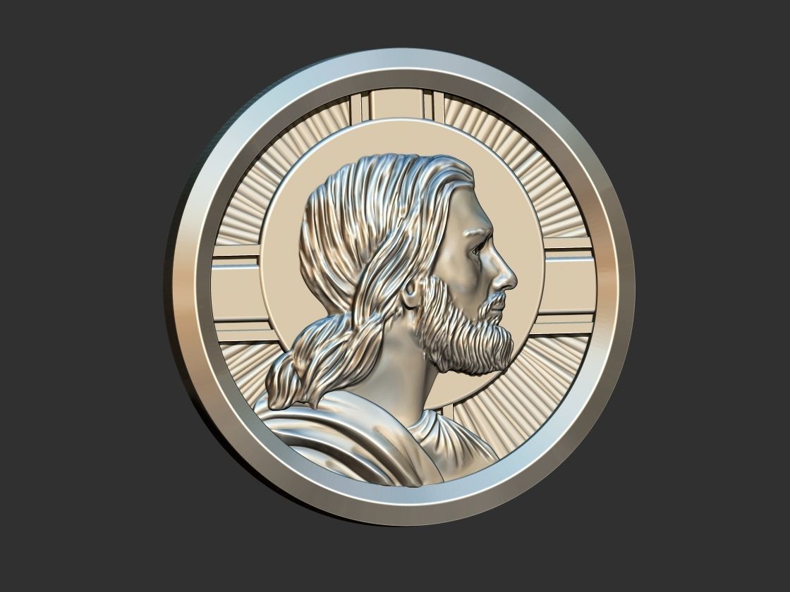 Jesus Profile Medal 3D print model_10