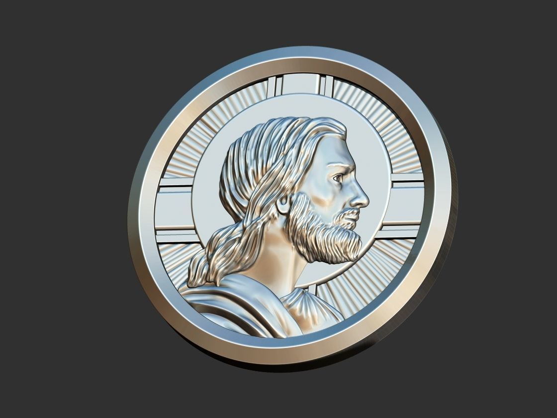 Jesus Profile Medal 3D print model_9