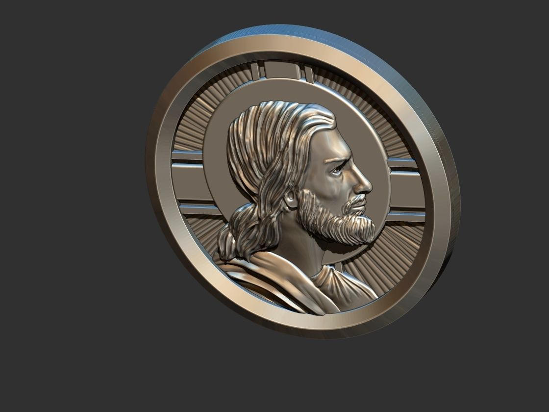 Jesus Profile Medal 3D print model_11