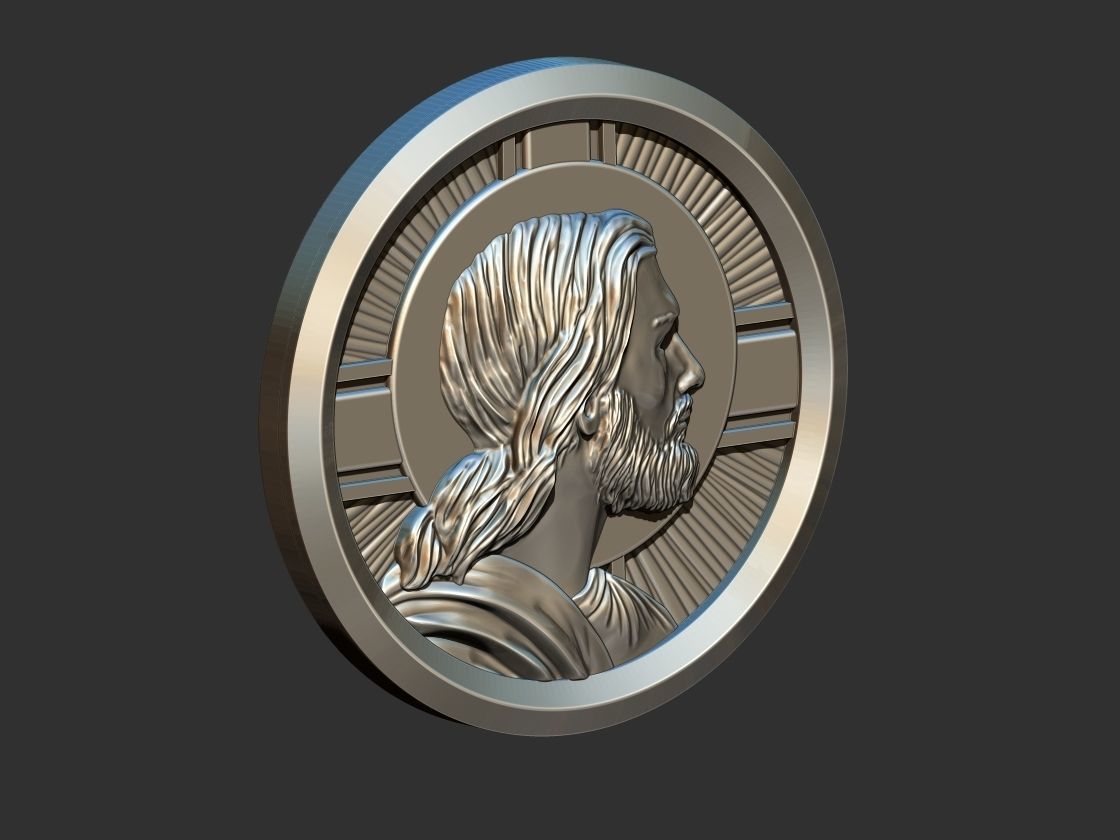 Jesus Profile Medal 3D print model_6