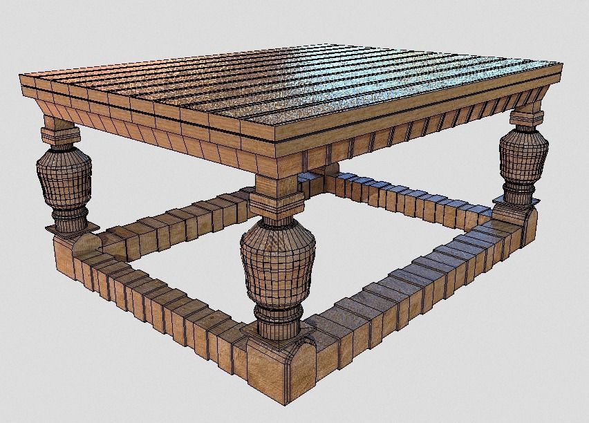 Antique Table 3D model_2