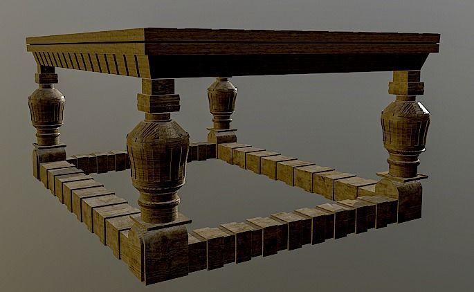 Antique Table 3D model_5