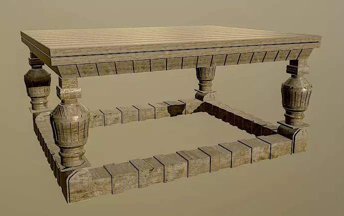 Antique Table 3D model_0