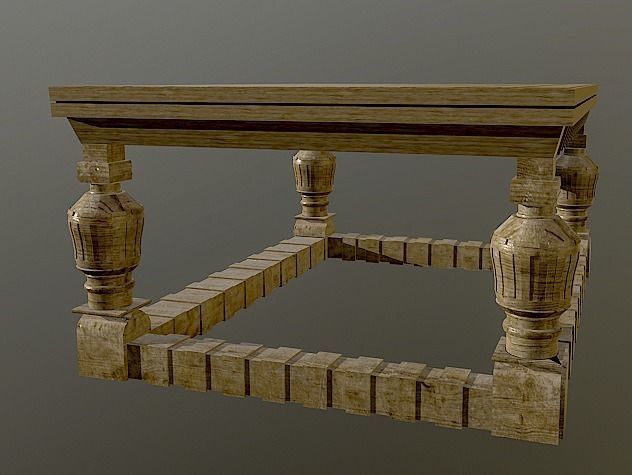 Antique Table 3D model_4