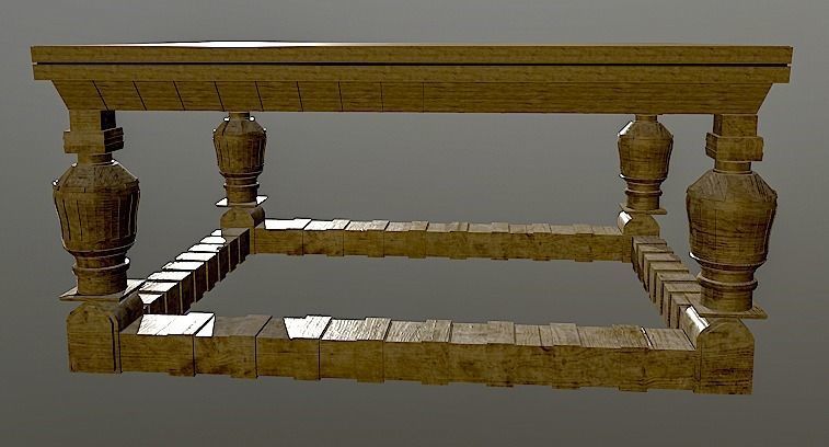 Antique Table 3D model_3