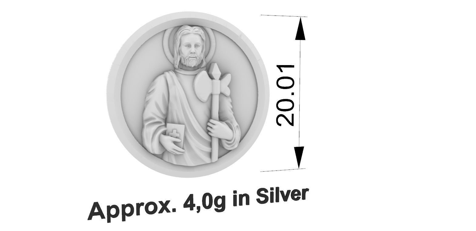 Saint Jude Thaddeus - Sao Judas Tadeu Medal 3D print model_4