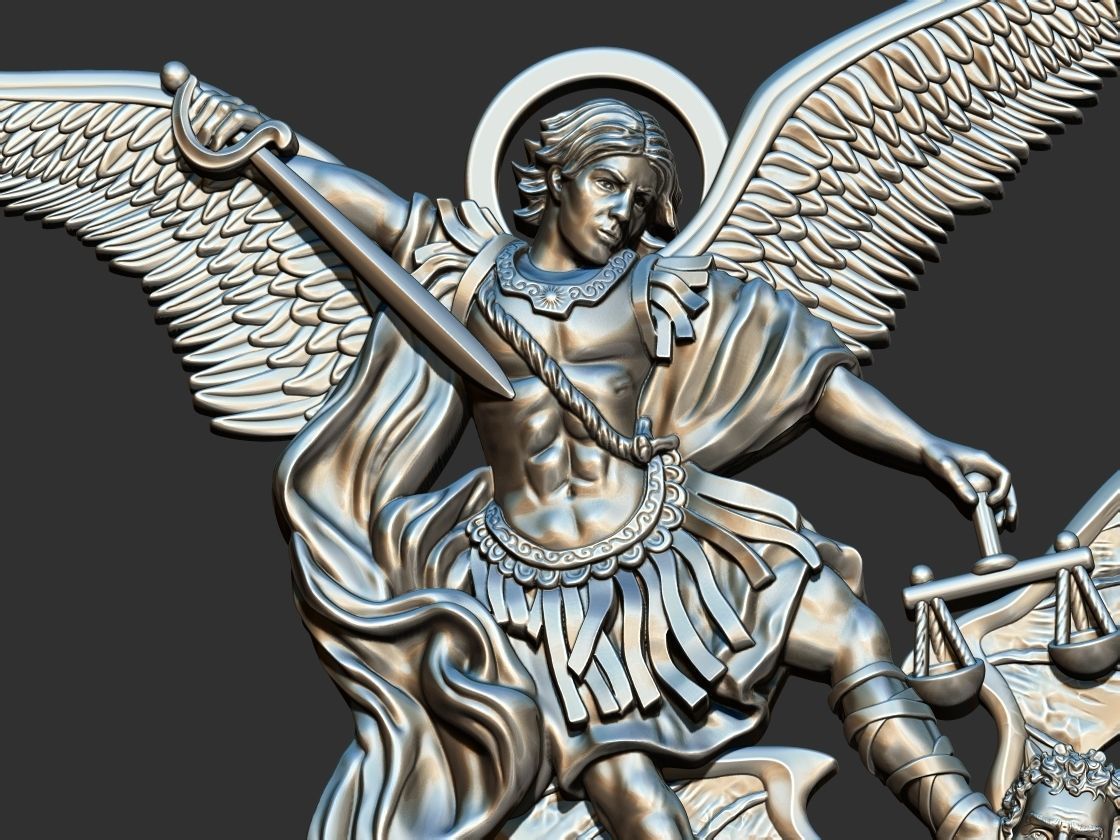St Michael Archangel with Rocks - Miguel  3D print model_3
