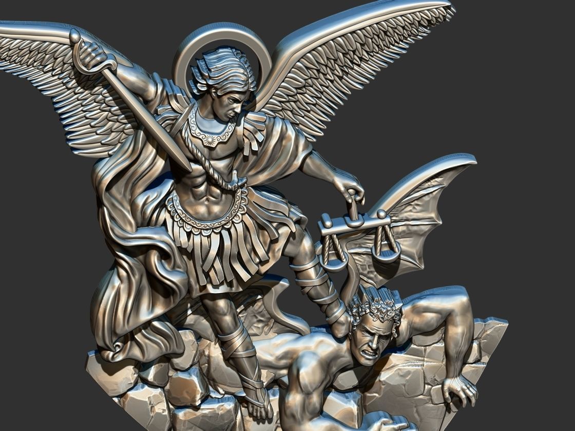 St Michael Archangel with Rocks - Miguel  3D print model_16