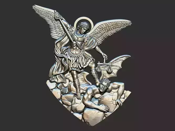 St Michael Archangel with Rocks - Miguel  3D print model