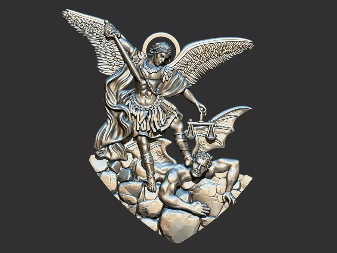 St Michael Archangel with Rocks - Miguel  3D print model_0