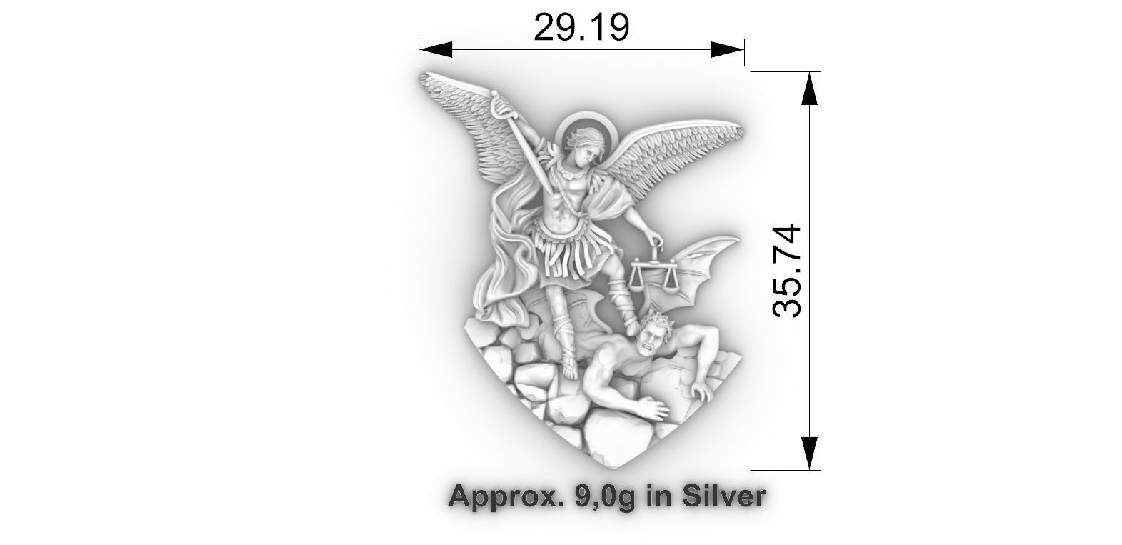 St Michael Archangel with Rocks - Miguel  3D print model_5