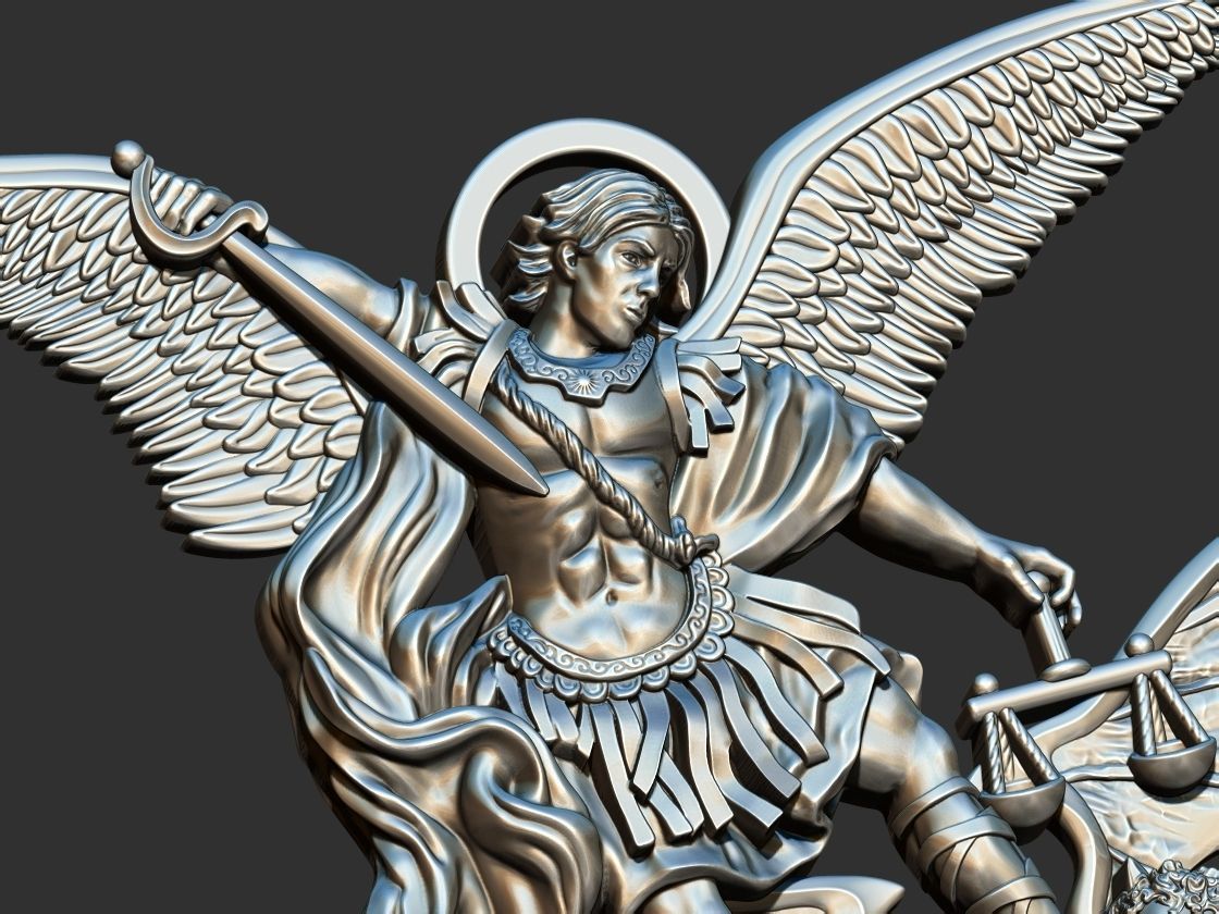 St Michael Archangel with Rocks - Miguel  3D print model_9