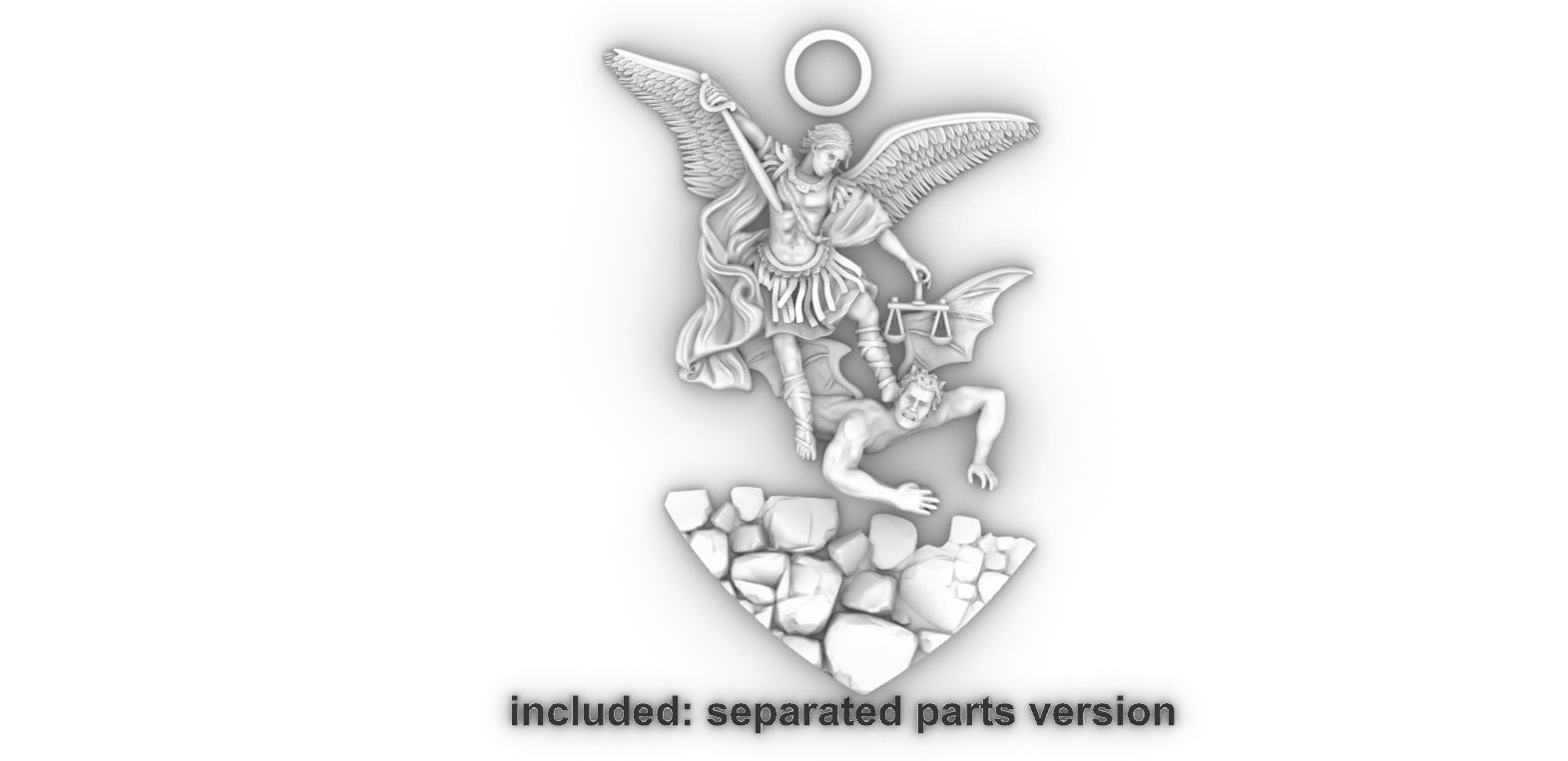 St Michael Archangel with Rocks - Miguel  3D print model_6