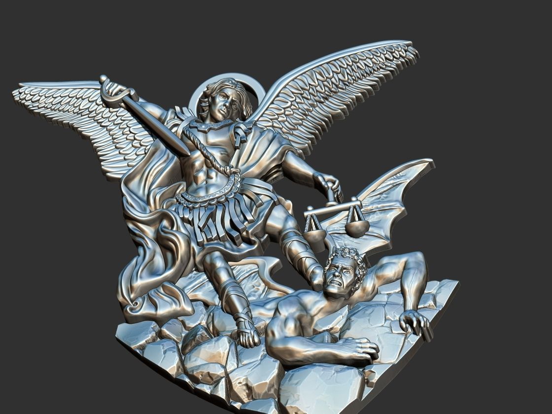 St Michael Archangel with Rocks - Miguel  3D print model_15