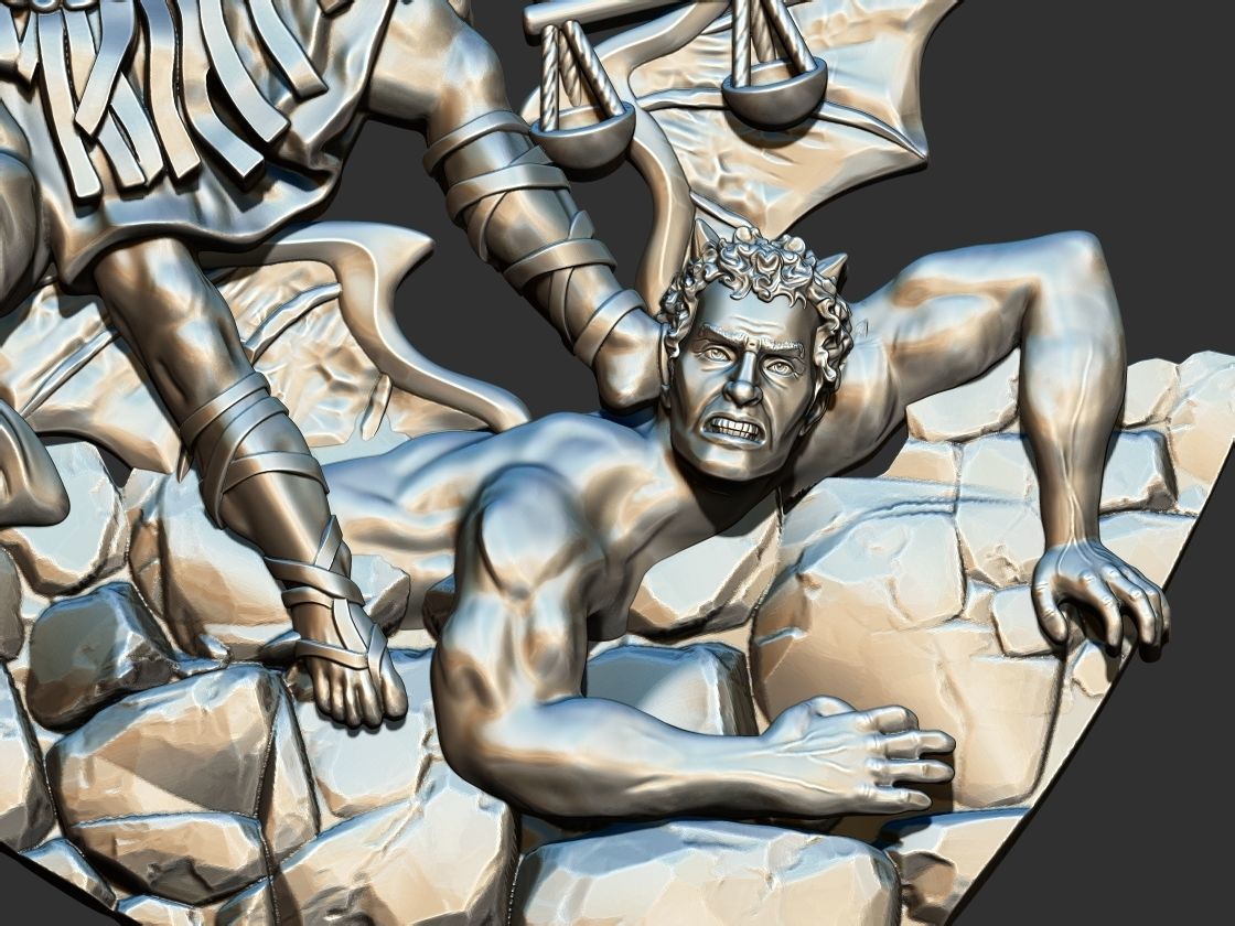 St Michael Archangel with Rocks - Miguel  3D print model_4