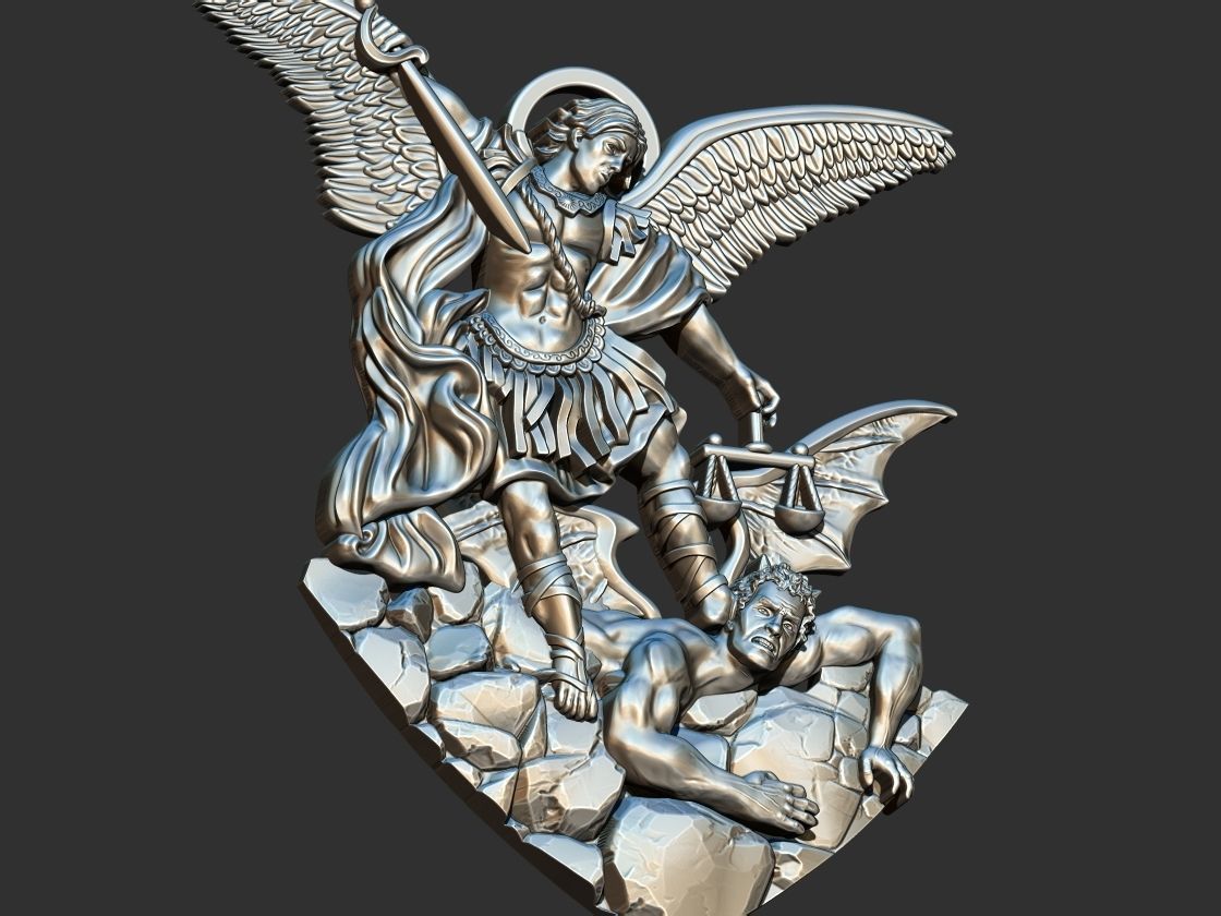 St Michael Archangel with Rocks - Miguel  3D print model_1