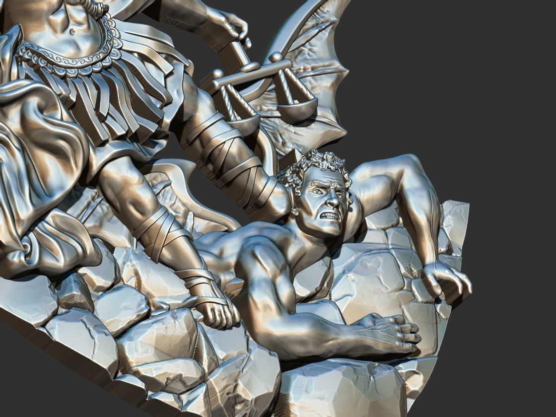 St Michael Archangel with Rocks - Miguel  3D print model_8