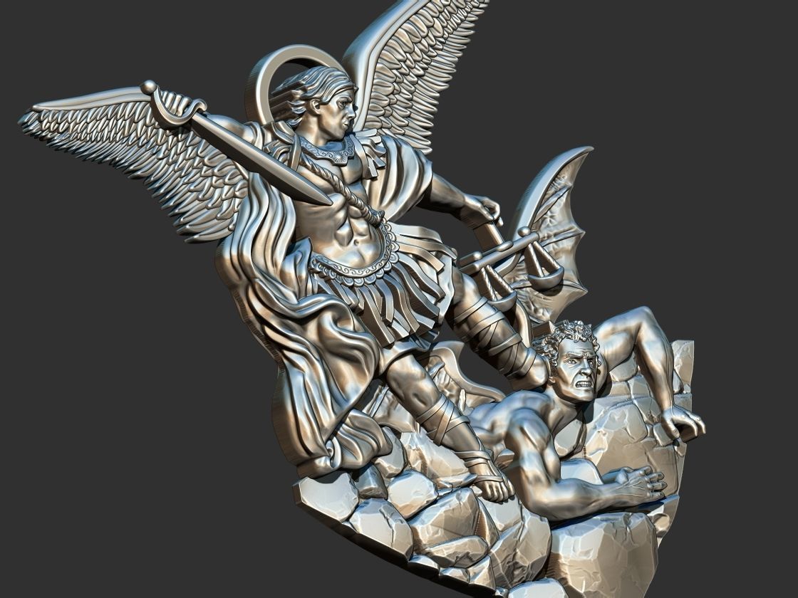 St Michael Archangel with Rocks - Miguel  3D print model_10