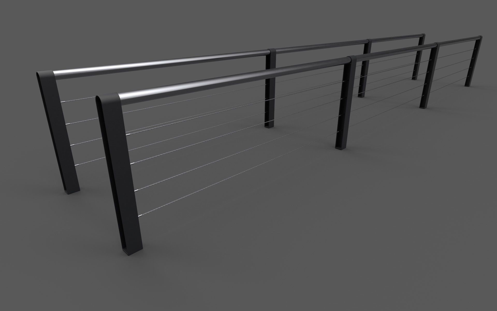 Modular city railing Low-poly 3D model_1