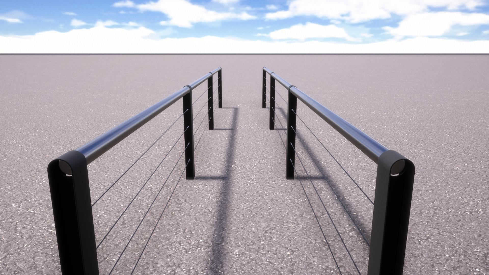Modular city railing Low-poly 3D model_6